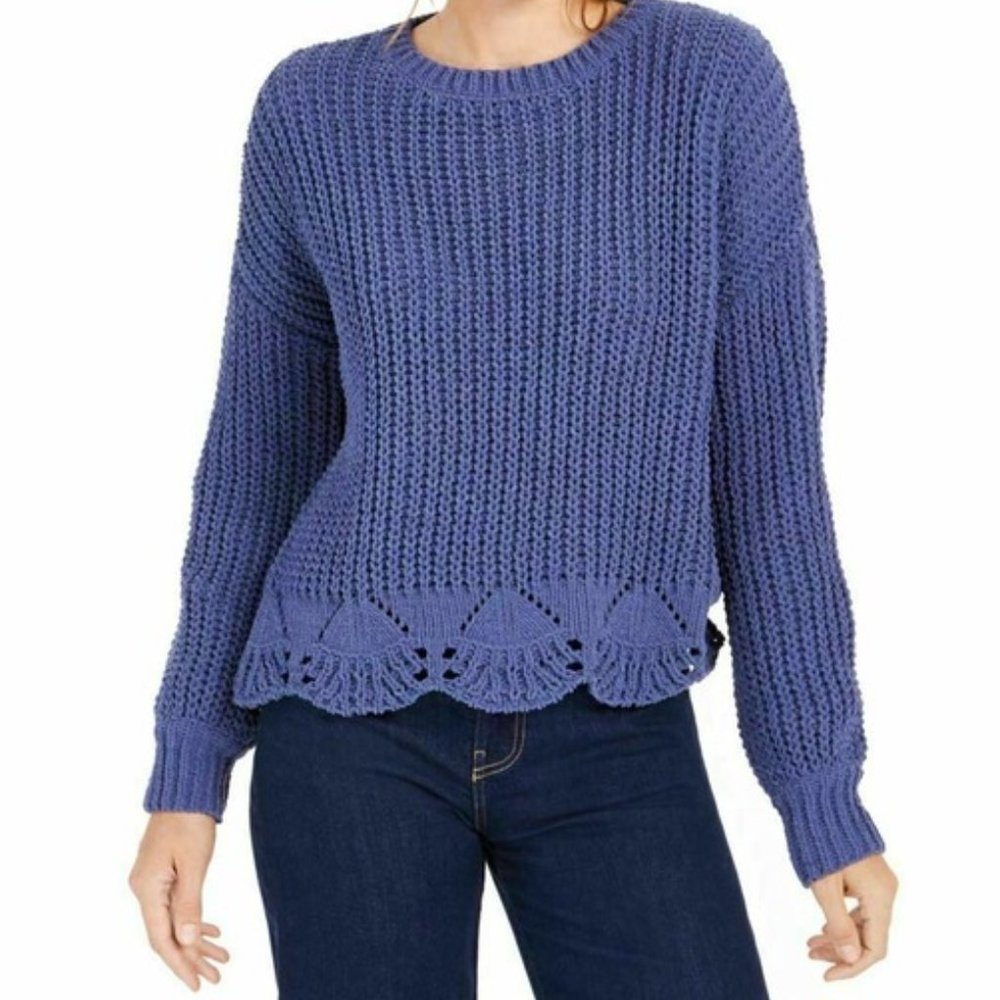Women's Blue Crew Neck Sweater